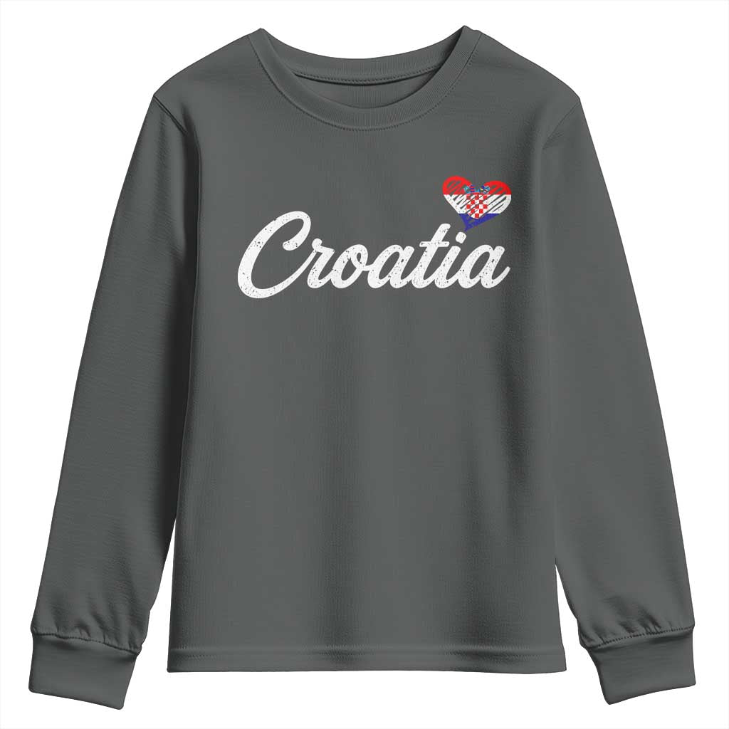 Croatia Youth Sweatshirt Hrvatska Simple Love Croatian Flag Heart
