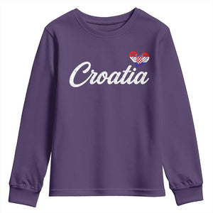 Croatia Youth Sweatshirt Hrvatska Simple Love Croatian Flag Heart