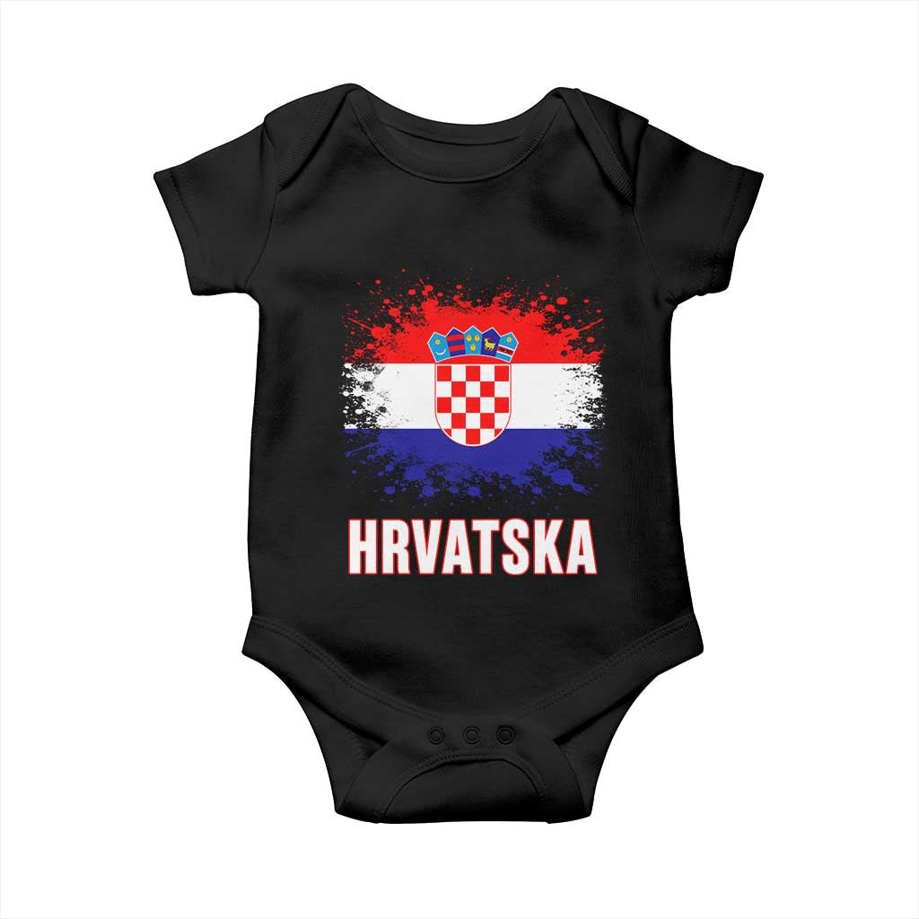 Hrvatska Baby Onesie Retro Vintage Watercolors Sport Croatia Croatian Flag TS10 Black Print Your Wear