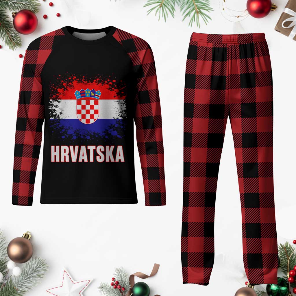 Hrvatska Plaid Pajama Set Retro Vintage Watercolors Sport Croatia Croatian Flag TS10 Buffalo Plaid Print Your Wear