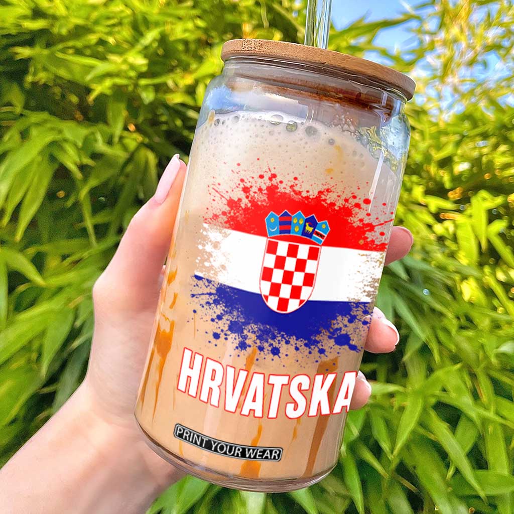 Hrvatska Glass Can Retro Vintage Watercolors Sport Croatia Croatian Flag TS10 Black Print Your Wear