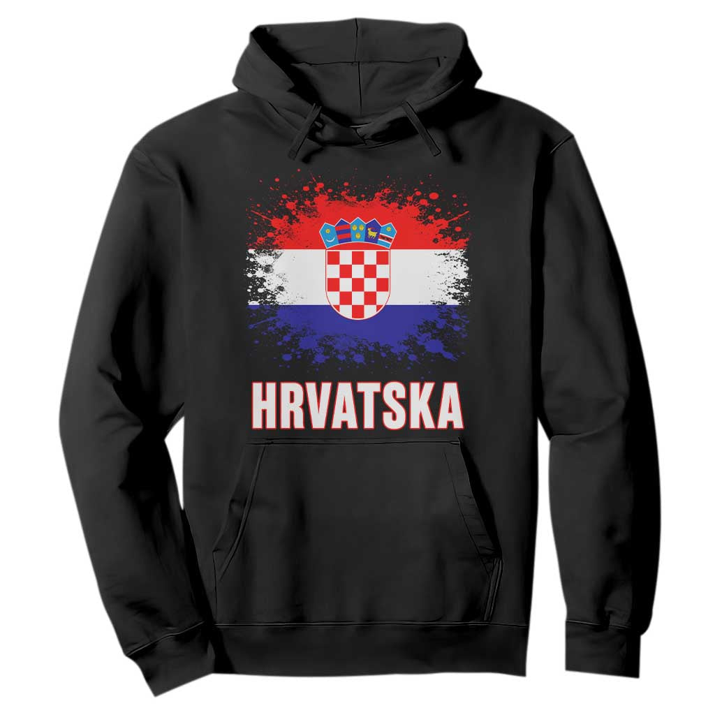 Hrvatska Hoodie Retro Vintage Watercolors Sport Croatia Croatian Flag TS10 Black Print Your Wear