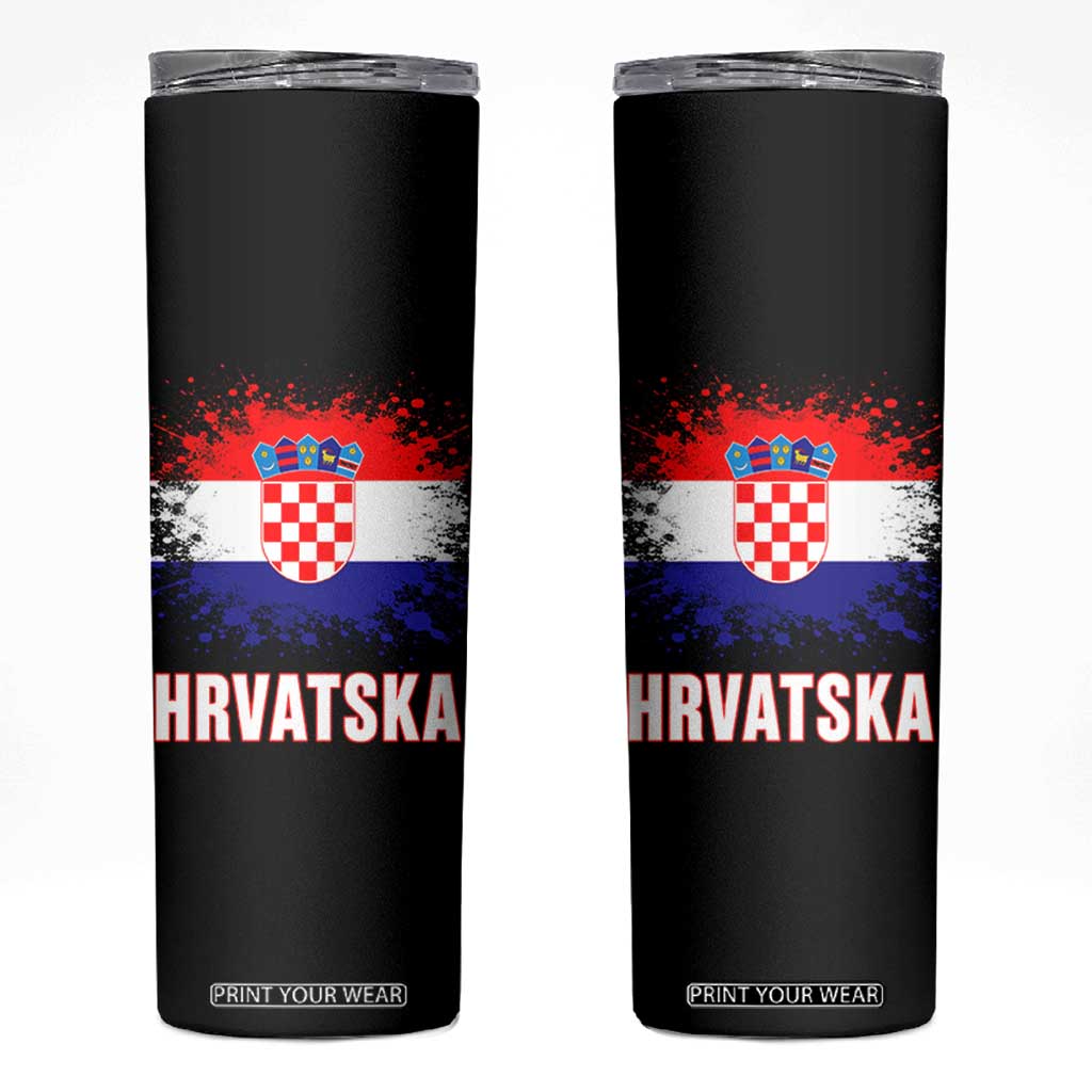 Hrvatska Skinny Tumbler Retro Vintage Watercolors Sport Croatia Croatian Flag TS10 Black Print Your Wear