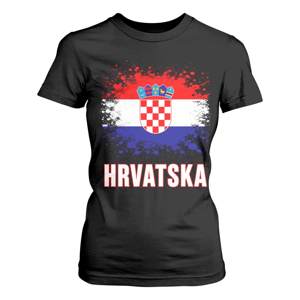 Hrvatska T Shirt For Women Retro Vintage Watercolors Sport Croatia Croatian Flag TS10 Black Print Your Wear
