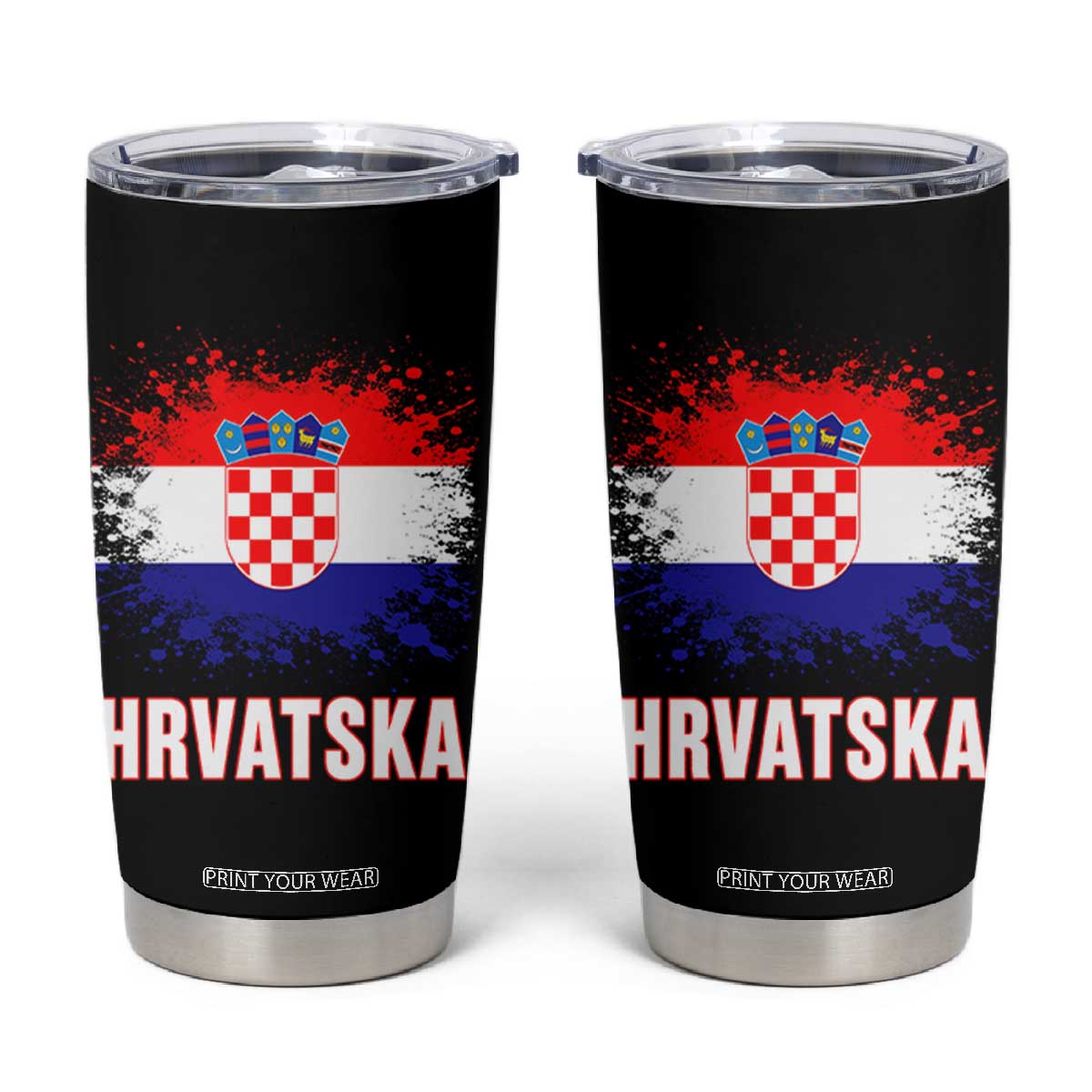 Hrvatska Tumbler Cup Retro Vintage Watercolors Sport Croatia Croatian Flag TS10 Black Print Your Wear