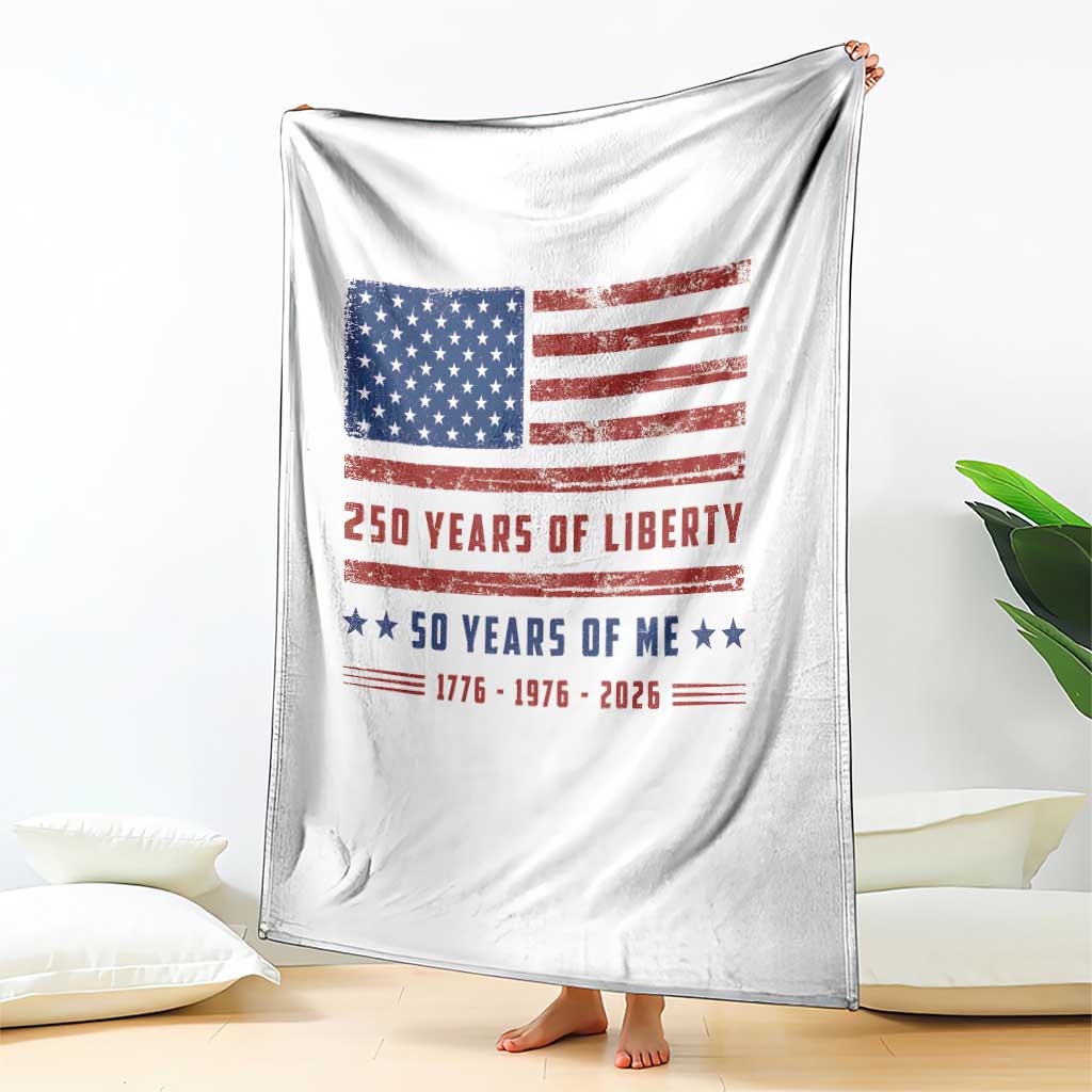 Patriotic 50th Birthday USA 250th Anniversary Throw Blanket 250 Years of Liberty 1976 50 Year Old Gift