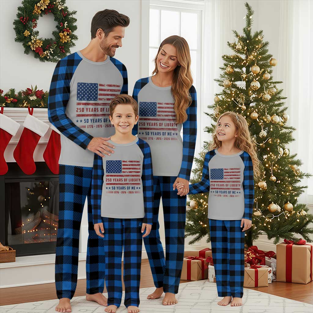 Patriotic 50th Birthday USA 250th Anniversary Plaid Pajama Set 250 Years of Liberty 1976 50 Year Old Gift