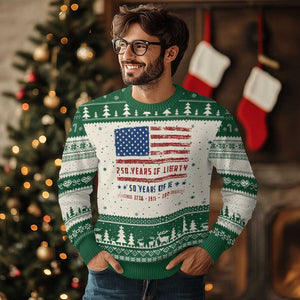 Patriotic 50th Birthday USA 250th Anniversary Ugly Christmas Sweater 250 Years of Liberty 1976 50 Year Old Gift