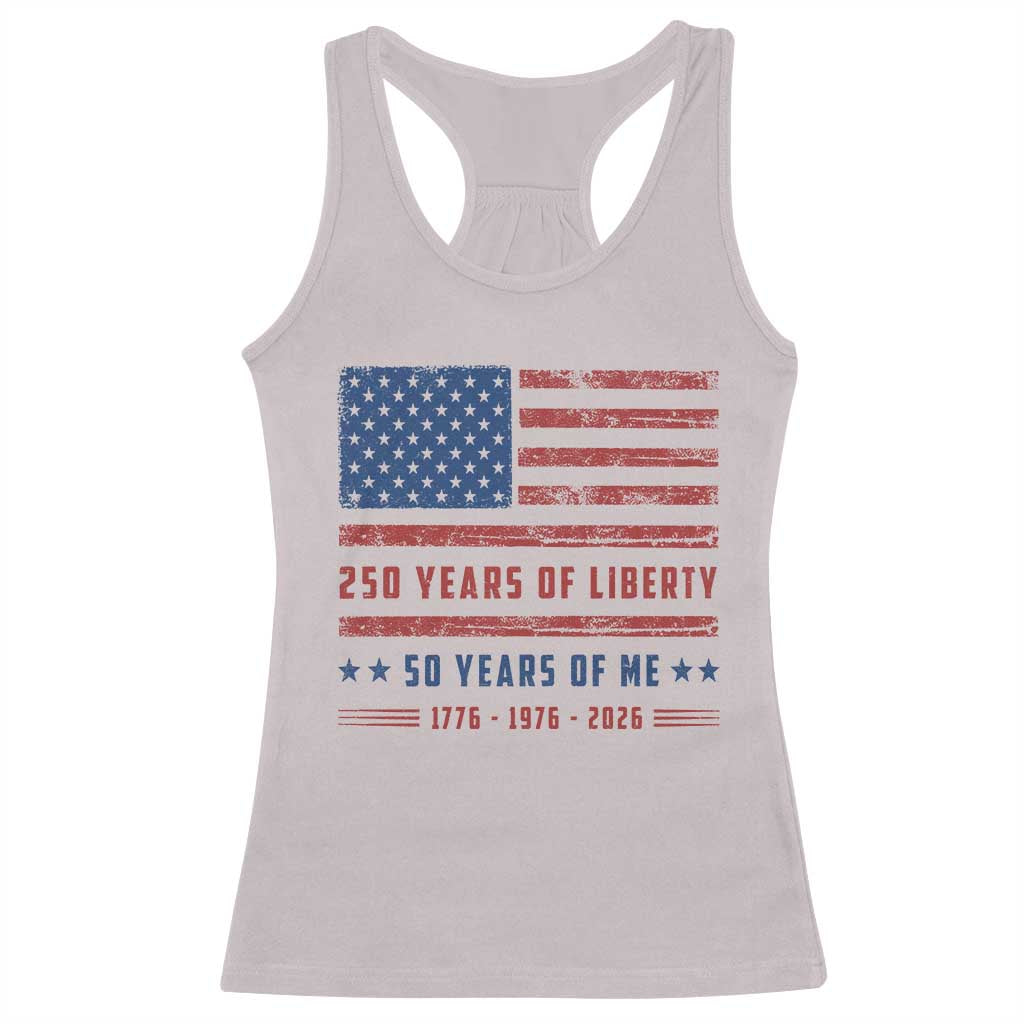 Patriotic 50th Birthday USA 250th Anniversary Racerback Tank Top 250 Years of Liberty 1976 50 Year Old Gift