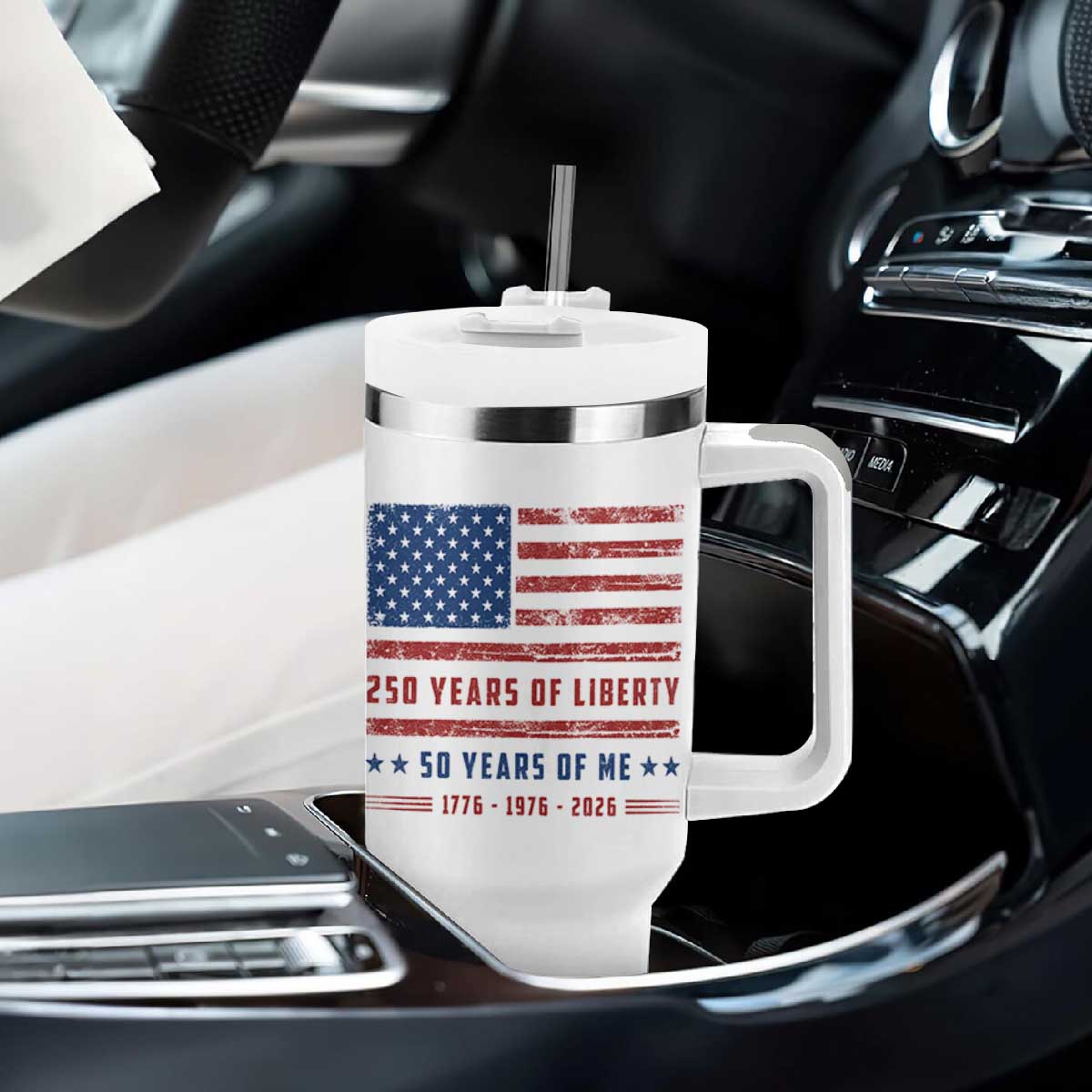 Patriotic 50th Birthday USA 250th Anniversary Tumbler With Handle 250 Years of Liberty 1976 50 Year Old Gift