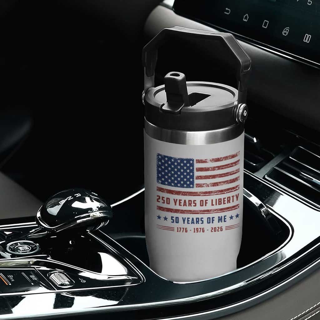 Patriotic 50th Birthday USA 250th Anniversary Flip Straw Tumbler 250 Years of Liberty 1976 50 Year Old Gift