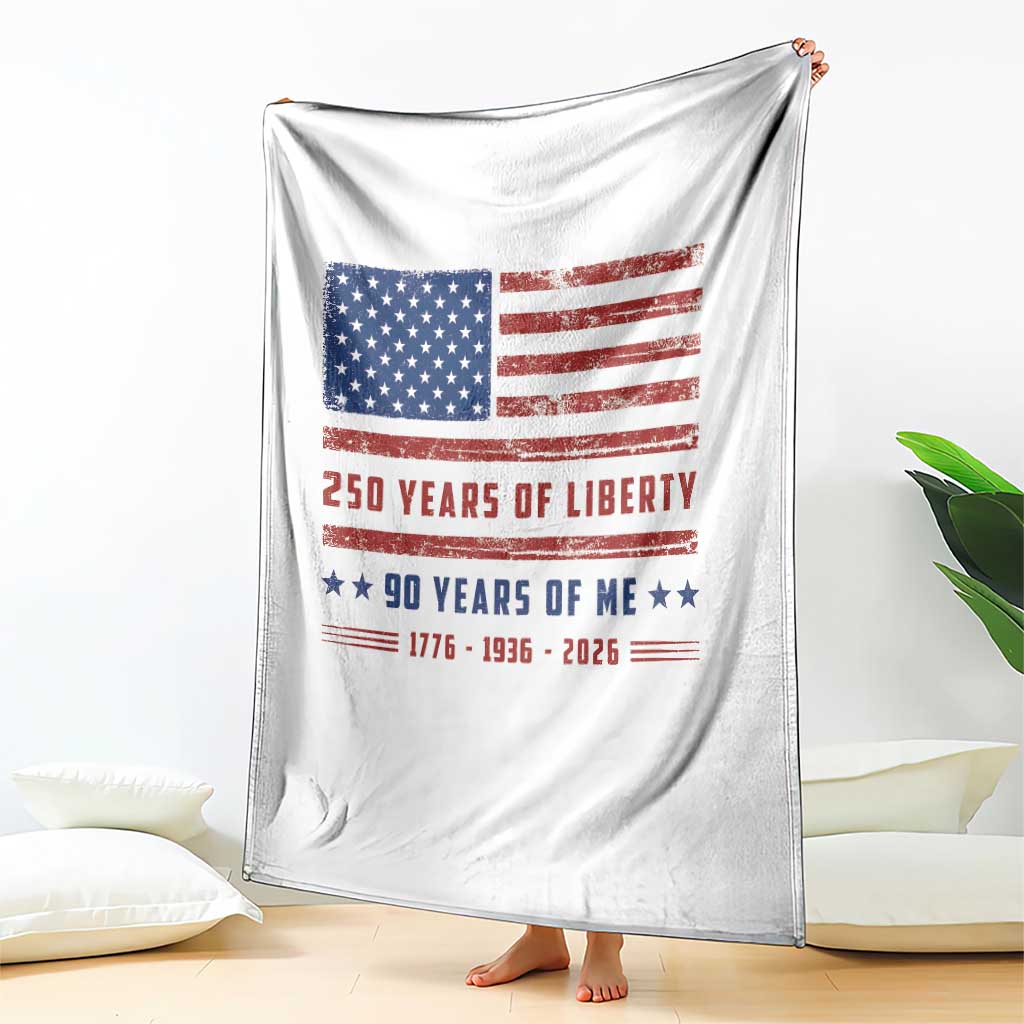 Patriotic 90th Birthday USA 250th Anniversary Throw Blanket 250 Years of Liberty 1936 90 Year Old Gift