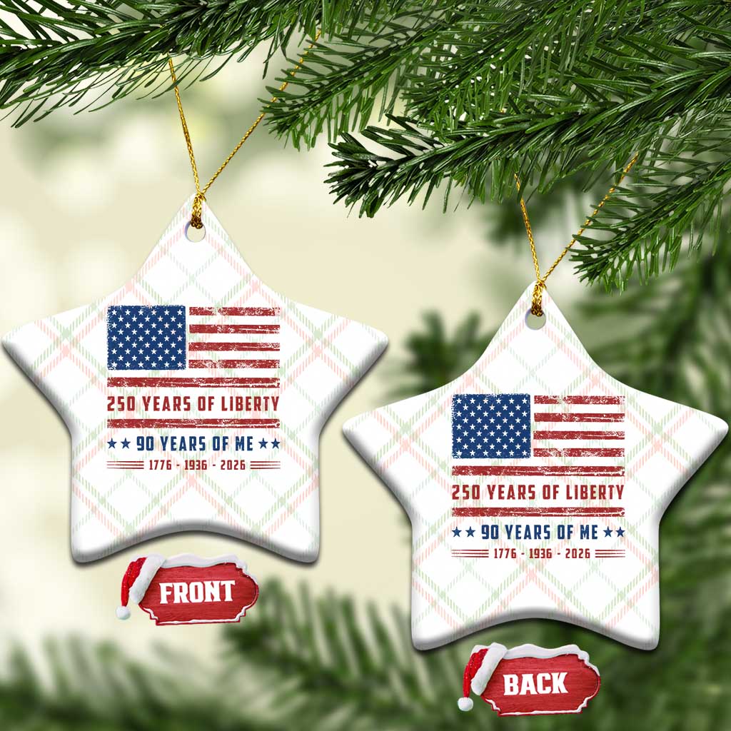 Patriotic 90th Birthday USA 250th Anniversary Ceramic Ornament 250 Years of Liberty 1936 90 Year Old Gift