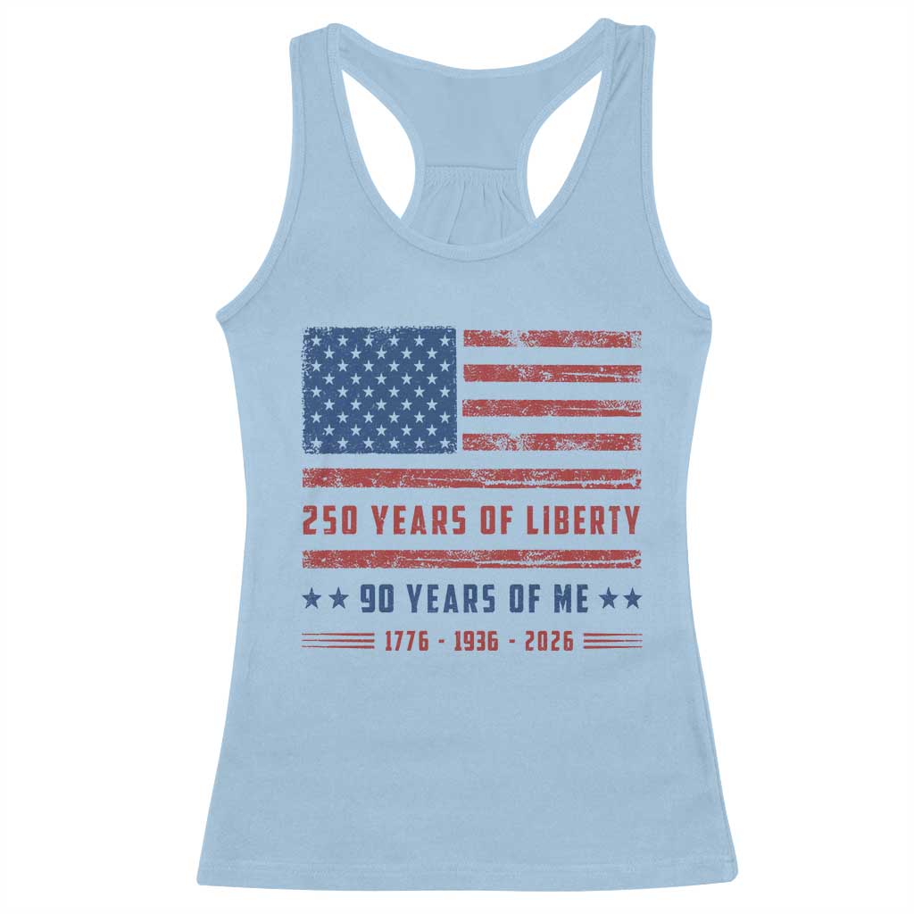 Patriotic 90th Birthday USA 250th Anniversary Racerback Tank Top 250 Years of Liberty 1936 90 Year Old Gift