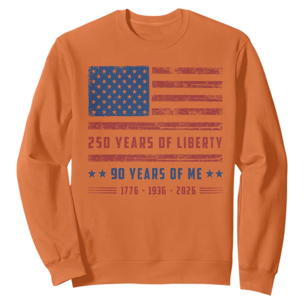 Patriotic 90th Birthday USA 250th Anniversary Sweatshirt 250 Years of Liberty 1936 90 Year Old Gift