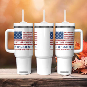 Patriotic 90th Birthday USA 250th Anniversary Tumbler With Handle 250 Years of Liberty 1936 90 Year Old Gift
