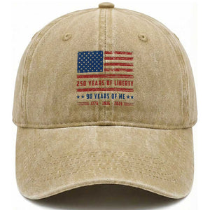 Patriotic 90th Birthday USA 250th Anniversary Washed Cotton Baseball Cap 250 Years of Liberty 1936 90 Year Old Gift
