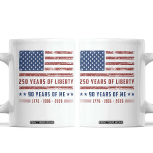 Patriotic 90th Birthday USA 250th Anniversary Coffee Mug 250 Years of Liberty 1936 90 Year Old Gift