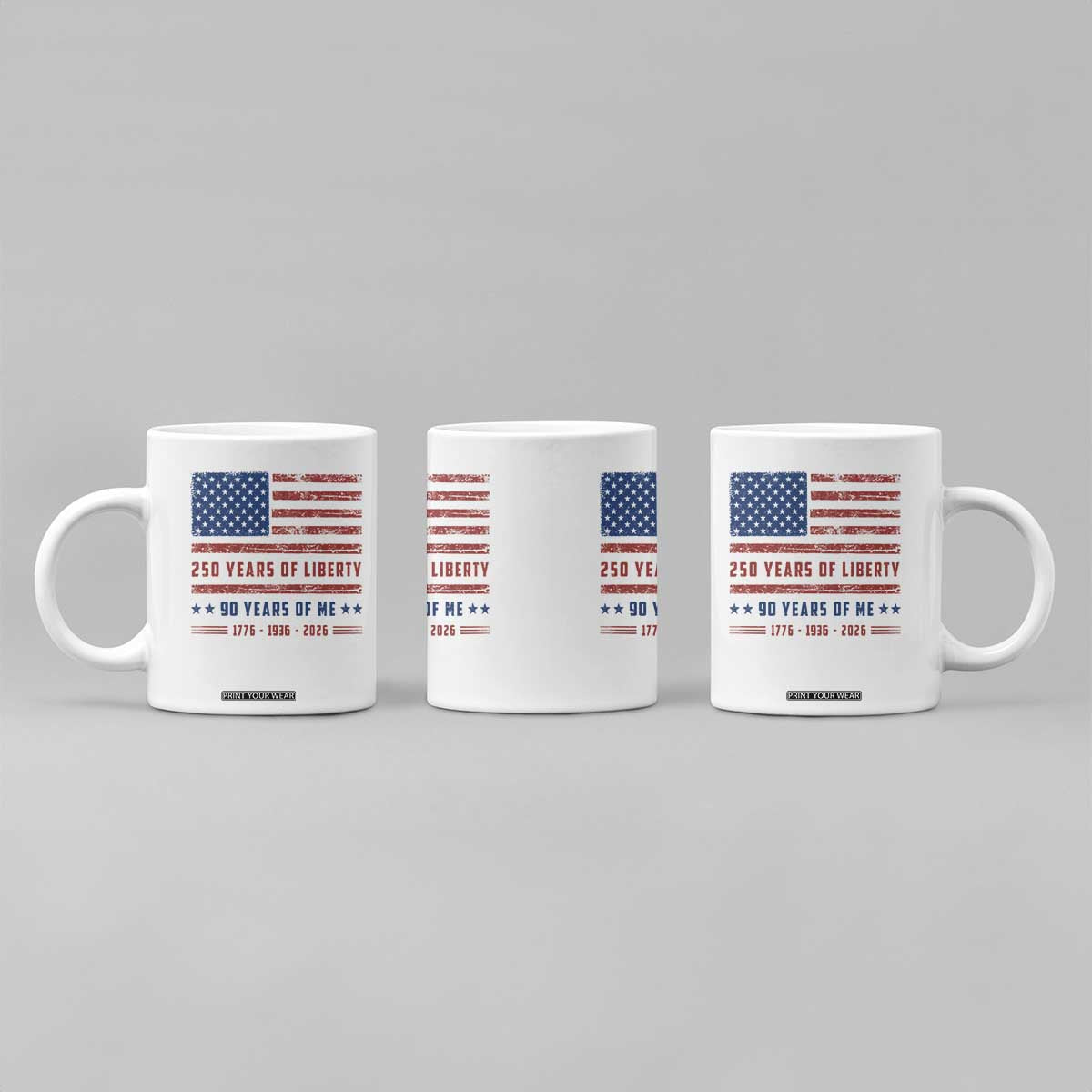 Patriotic 90th Birthday USA 250th Anniversary Coffee Mug 250 Years of Liberty 1936 90 Year Old Gift