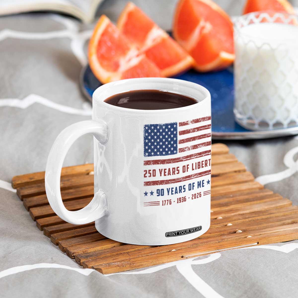 Patriotic 90th Birthday USA 250th Anniversary Coffee Mug 250 Years of Liberty 1936 90 Year Old Gift