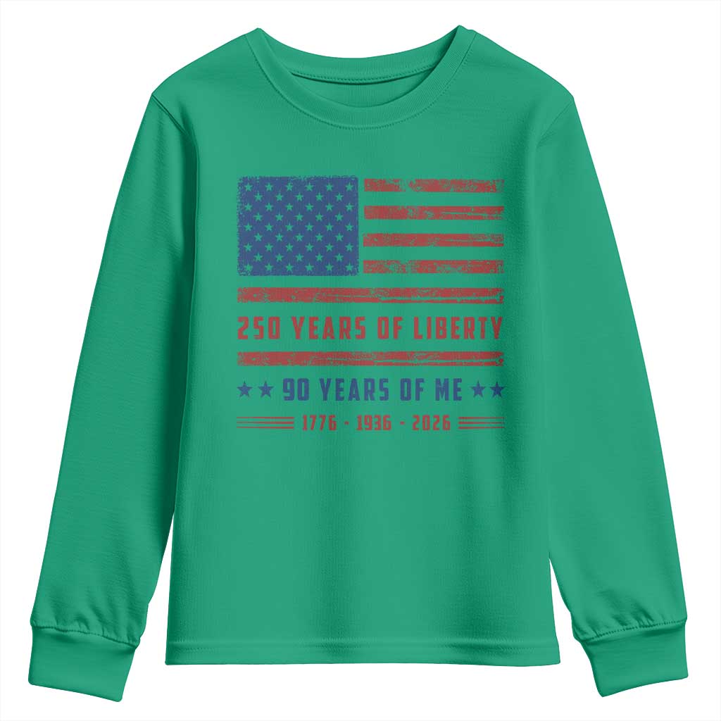 Patriotic 90th Birthday USA 250th Anniversary Youth Sweatshirt 250 Years of Liberty 1936 90 Year Old Gift