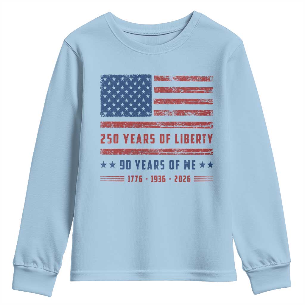 Patriotic 90th Birthday USA 250th Anniversary Youth Sweatshirt 250 Years of Liberty 1936 90 Year Old Gift