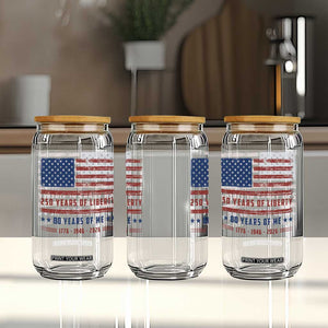 Patriotic 80th Birthday USA 250th Anniversary Glass Can 250 Years of Liberty 1946 80 Year Old Gift