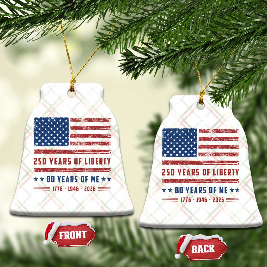 Patriotic 80th Birthday USA 250th Anniversary Ceramic Ornament 250 Years of Liberty 1946 80 Year Old Gift