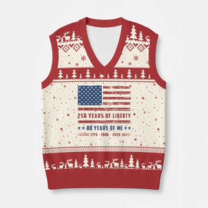 Patriotic 80th Birthday USA 250th Anniversary V-Neck Knit Sweater Vest 250 Years of Liberty 1946 80 Year Old Gift