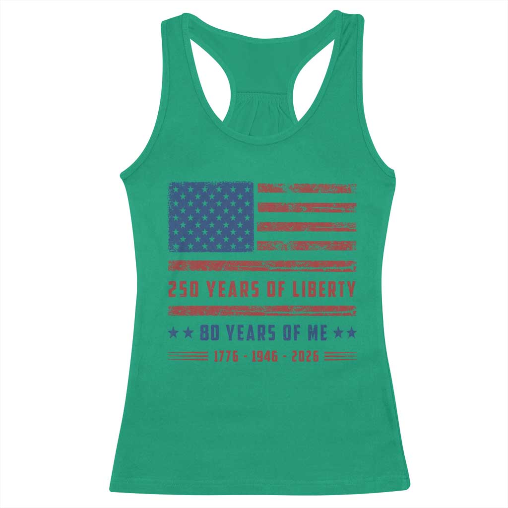 Patriotic 80th Birthday USA 250th Anniversary Racerback Tank Top 250 Years of Liberty 1946 80 Year Old Gift