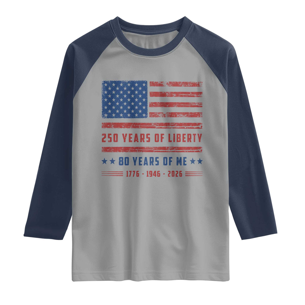 Patriotic 80th Birthday USA 250th Anniversary Raglan Shirt 250 Years of Liberty 1946 80 Year Old Gift