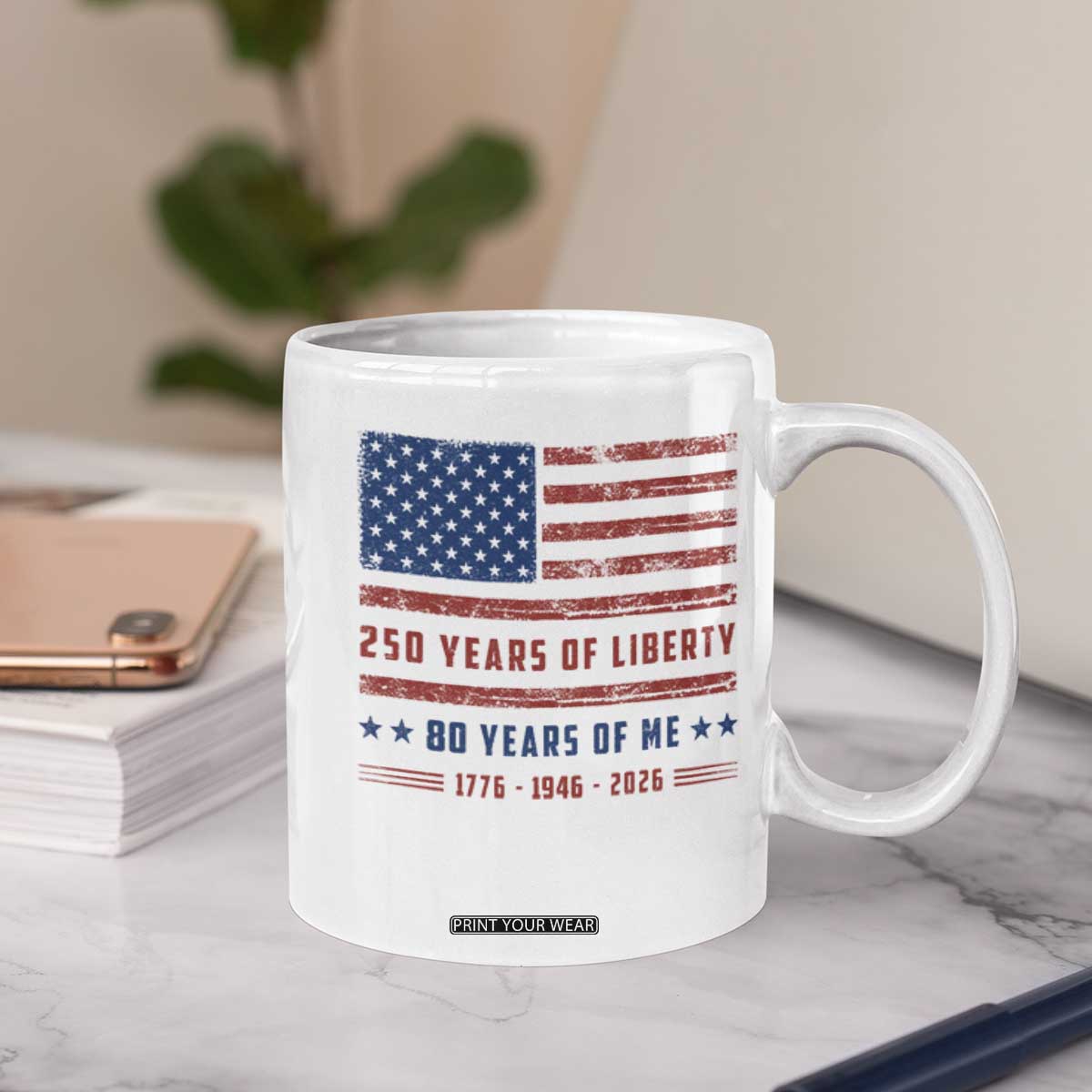 Patriotic 80th Birthday USA 250th Anniversary Coffee Mug 250 Years of Liberty 1946 80 Year Old Gift