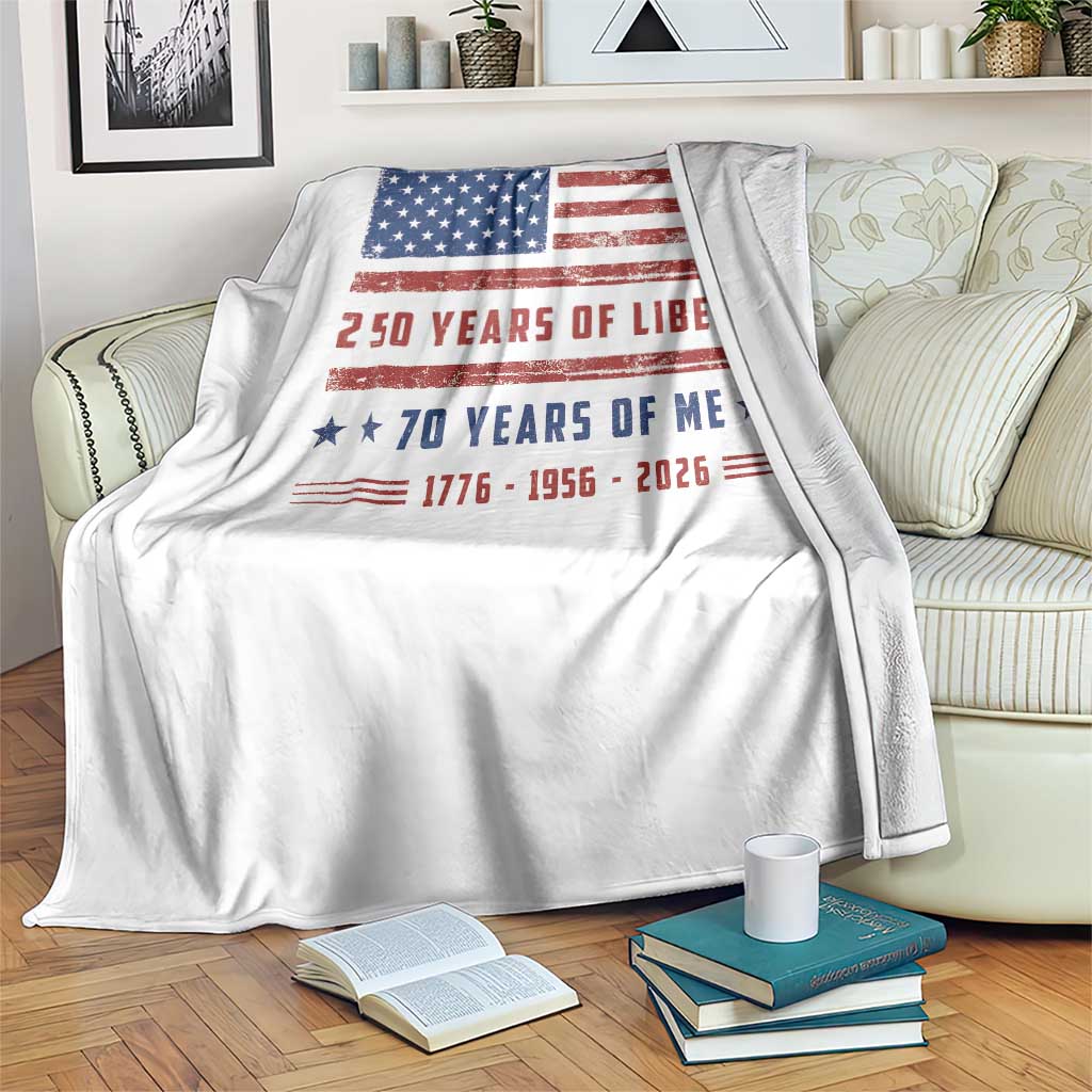 Patriotic 70th Birthday USA 250th Anniversary Throw Blanket 250 Years of Liberty 1956 70 Year Old Gift