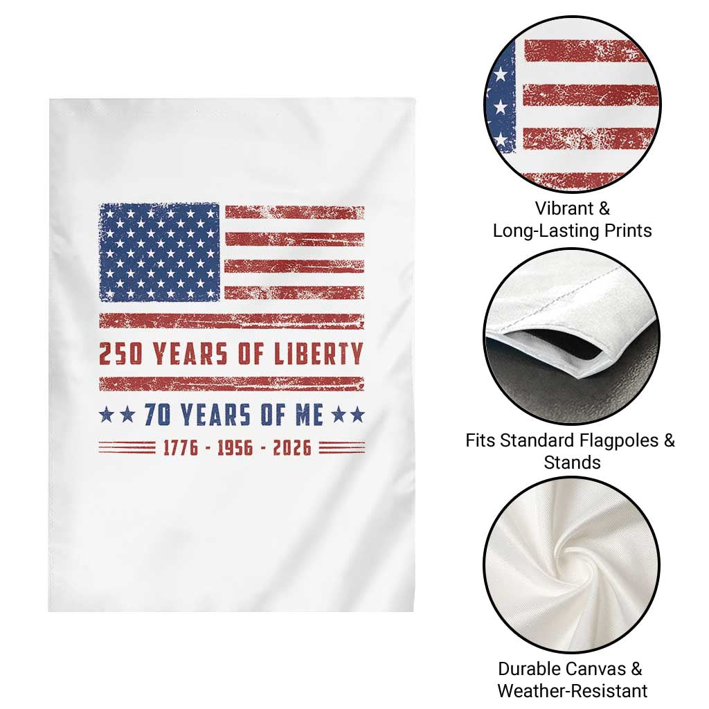 Patriotic 70th Birthday USA 250th Anniversary Garden Flag 250 Years of Liberty 1956 70 Year Old Gift