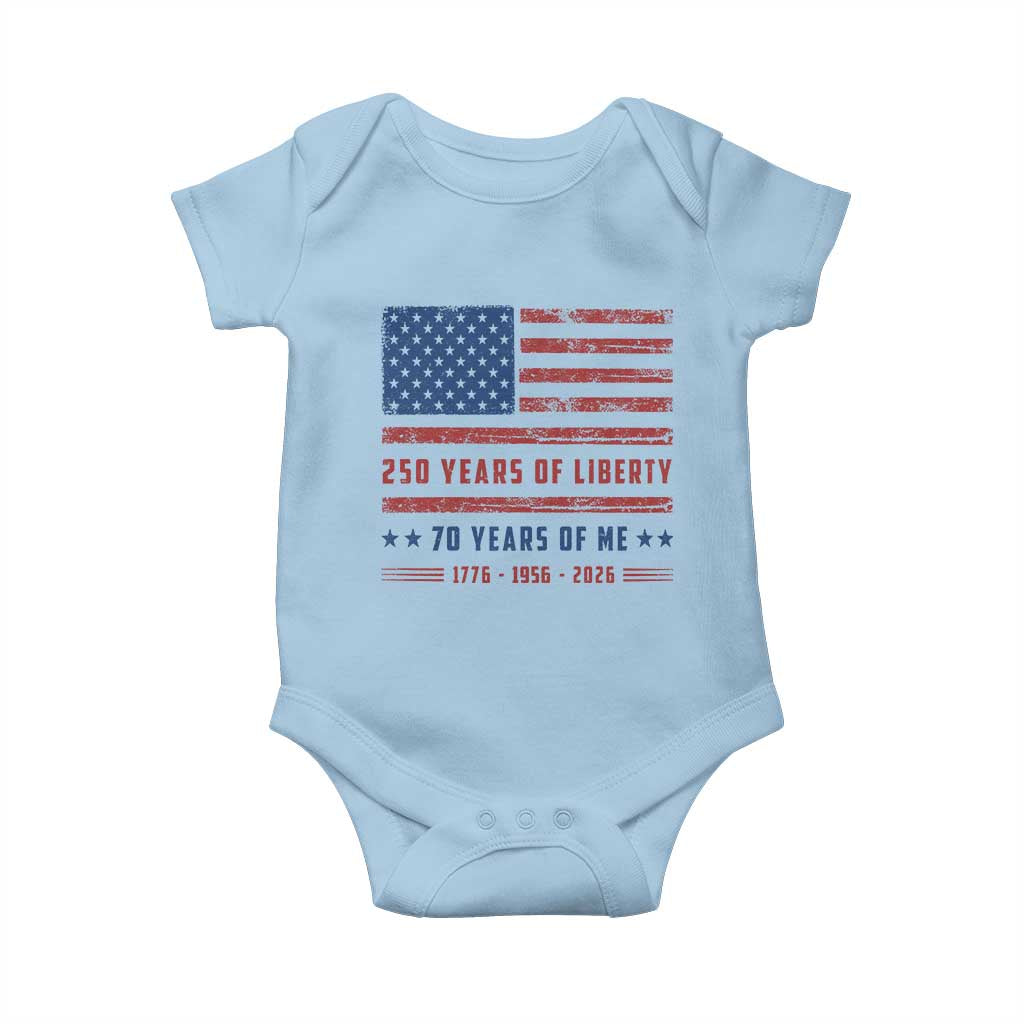 Patriotic 70th Birthday USA 250th Anniversary Baby Onesie 250 Years of Liberty 1956 70 Year Old Gift