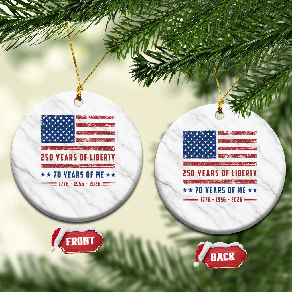 Patriotic 70th Birthday USA 250th Anniversary Ceramic Ornament 250 Years of Liberty 1956 70 Year Old Gift