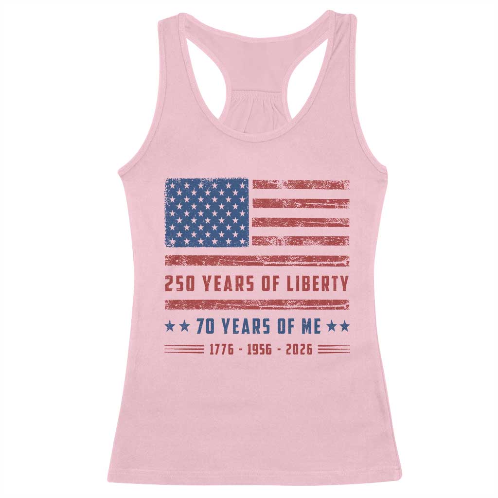 Patriotic 70th Birthday USA 250th Anniversary Racerback Tank Top 250 Years of Liberty 1956 70 Year Old Gift