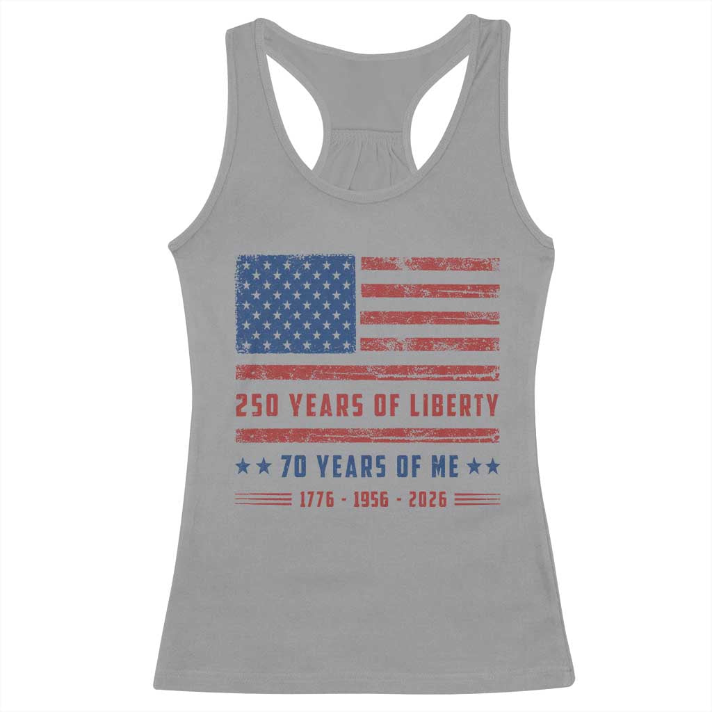 Patriotic 70th Birthday USA 250th Anniversary Racerback Tank Top 250 Years of Liberty 1956 70 Year Old Gift