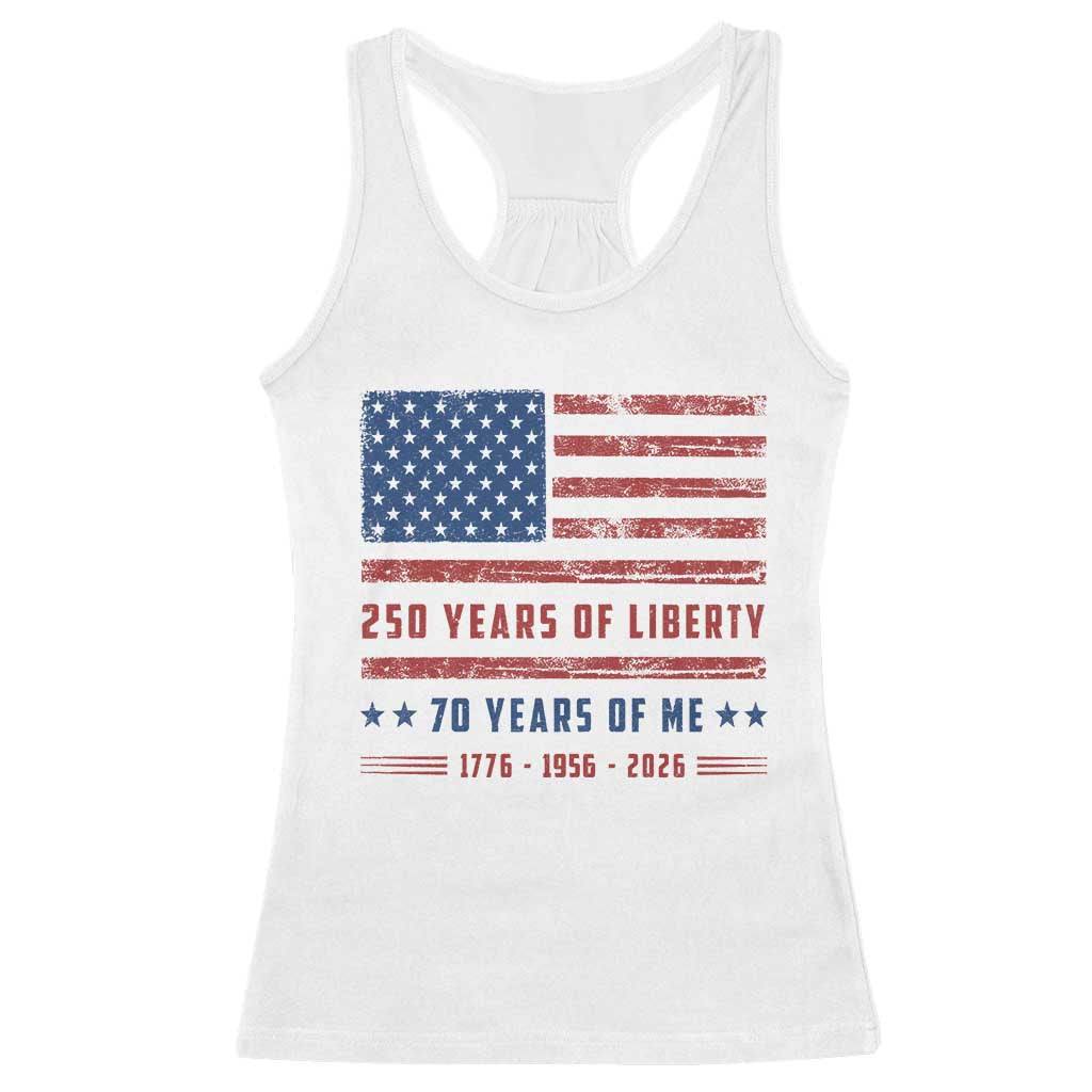 Patriotic 70th Birthday USA 250th Anniversary Racerback Tank Top 250 Years of Liberty 1956 70 Year Old Gift