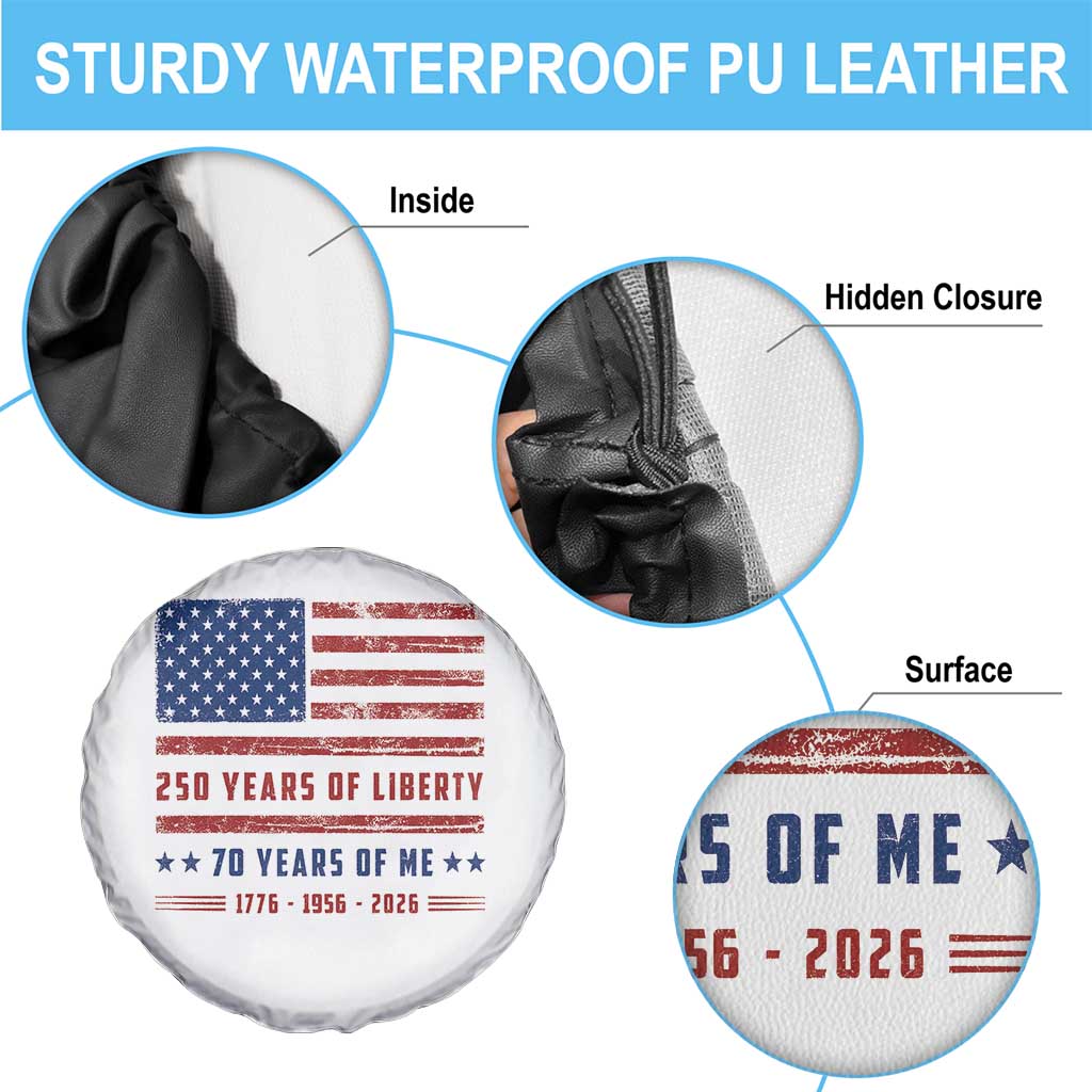 Patriotic 70th Birthday USA 250th Anniversary Spare Tire Cover 250 Years of Liberty 1956 70 Year Old Gift