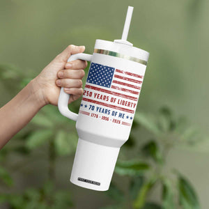 Patriotic 70th Birthday USA 250th Anniversary Tumbler With Handle 250 Years of Liberty 1956 70 Year Old Gift