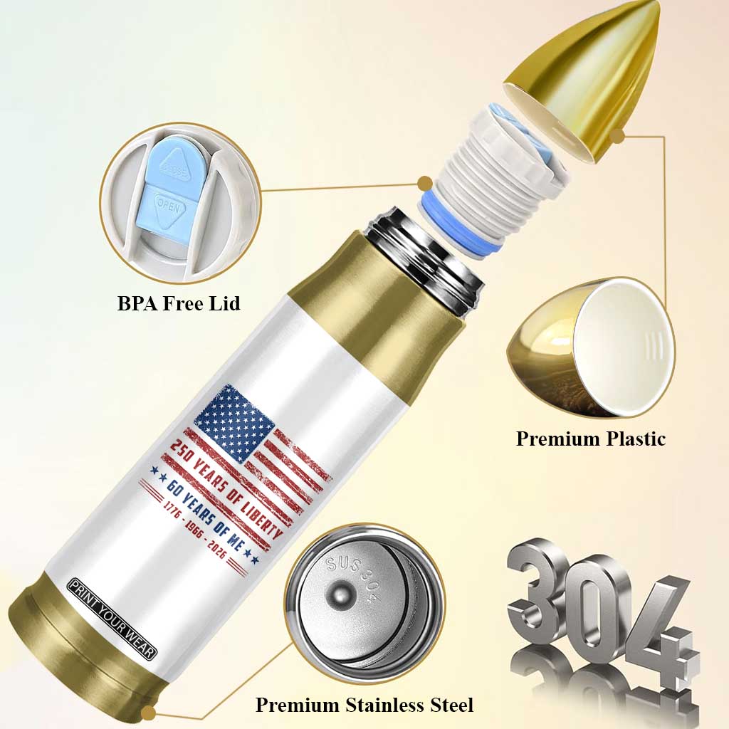 Patriotic 60th Birthday USA 250th Anniversary Bullet Tumbler 250 Years of Liberty 1966 60 Year Old Gift