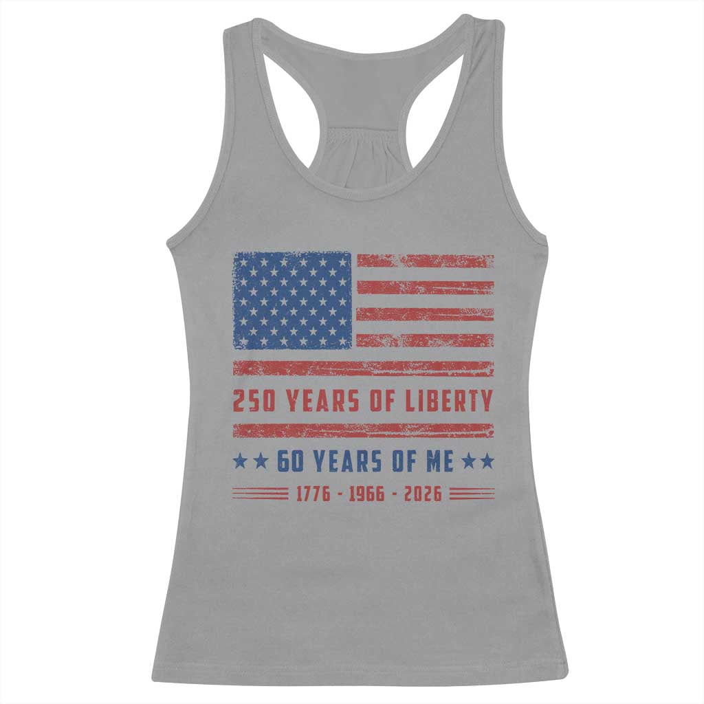 Patriotic 60th Birthday USA 250th Anniversary Racerback Tank Top 250 Years of Liberty 1966 60 Year Old Gift