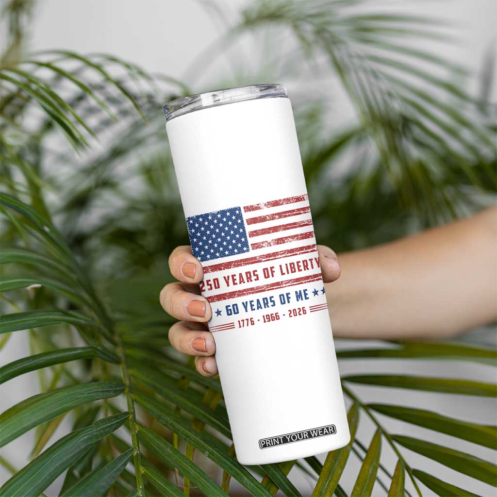 Patriotic 60th Birthday USA 250th Anniversary Skinny Tumbler 250 Years of Liberty 1966 60 Year Old Gift