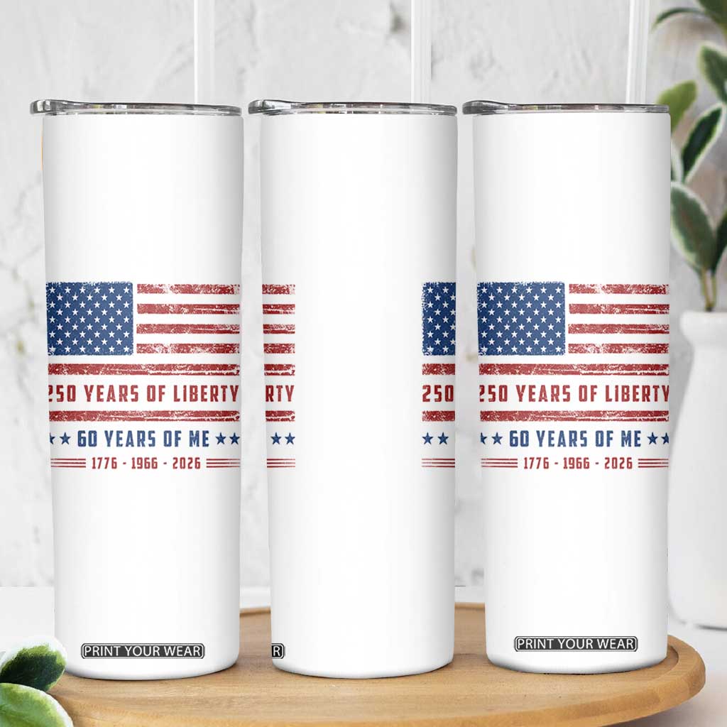 Patriotic 60th Birthday USA 250th Anniversary Skinny Tumbler 250 Years of Liberty 1966 60 Year Old Gift