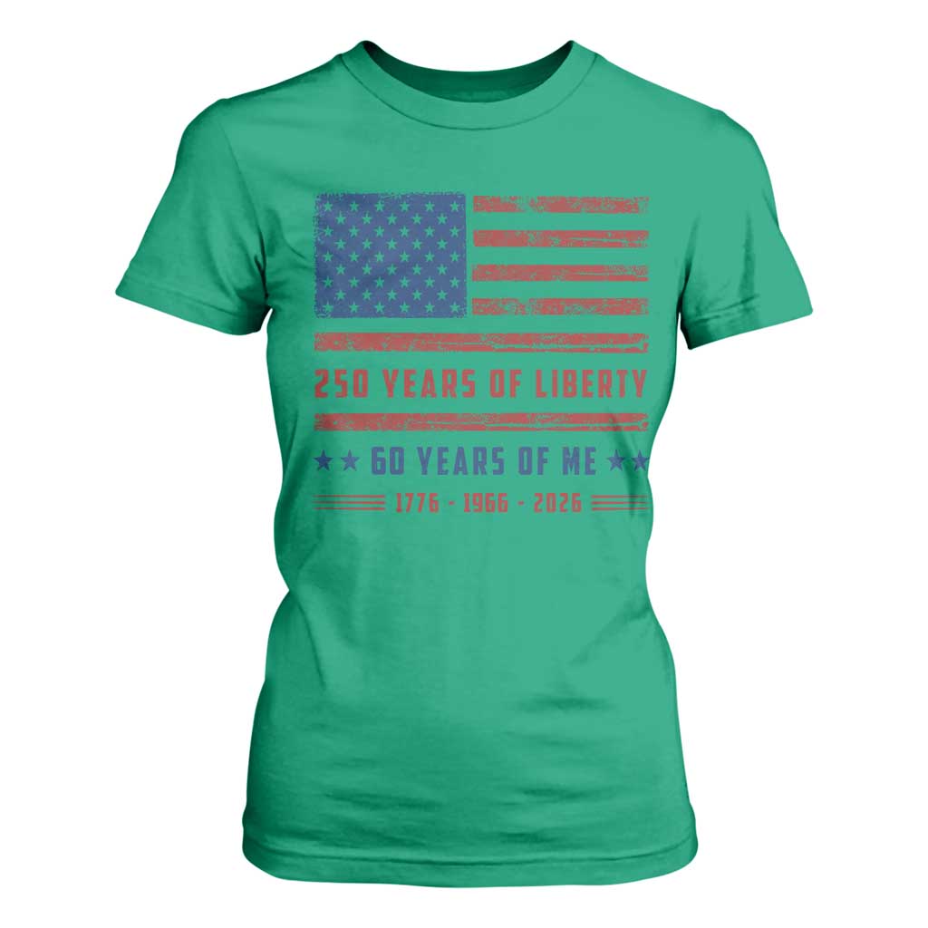 Patriotic 60th Birthday USA 250th Anniversary T Shirt For Women 250 Years of Liberty 1966 60 Year Old Gift