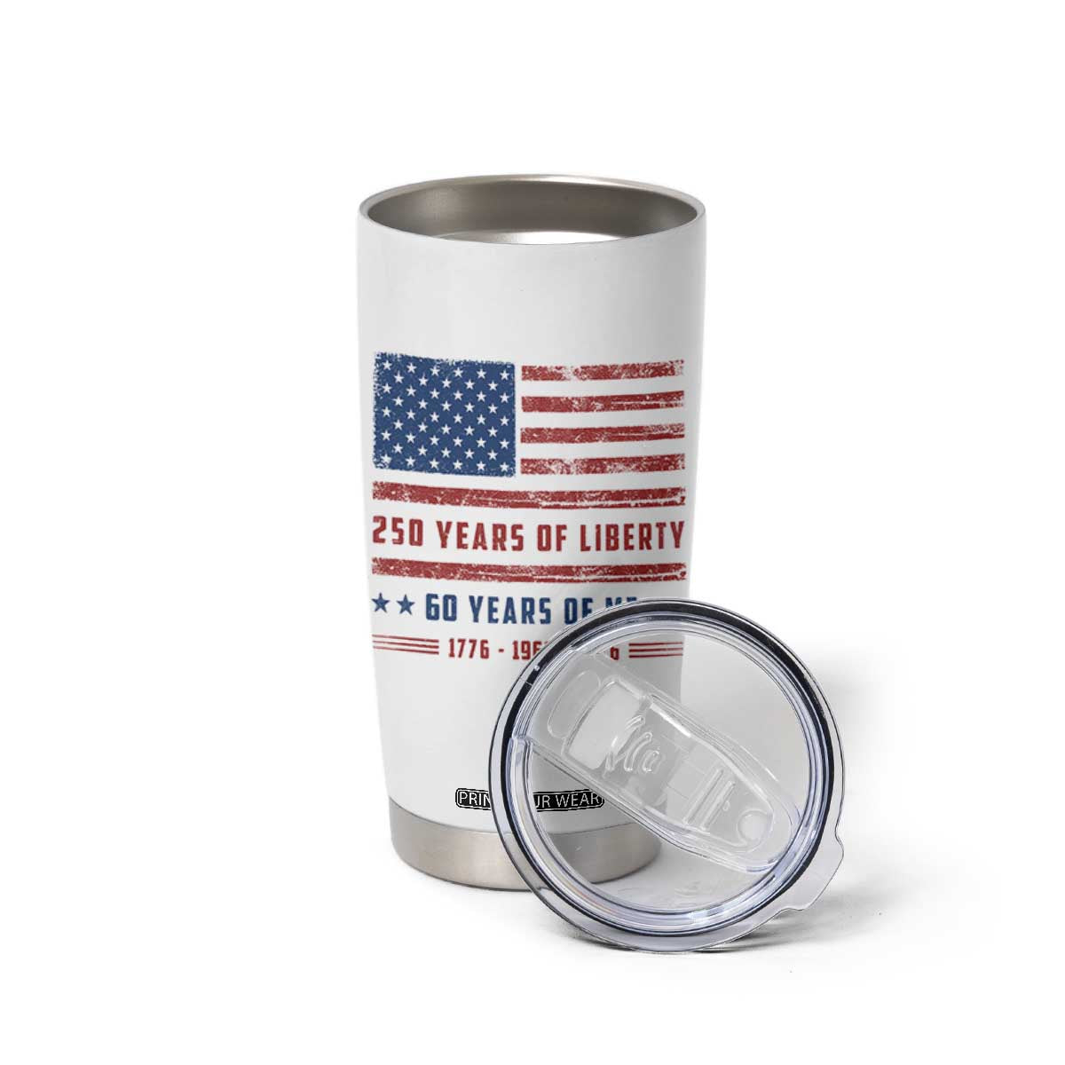 Patriotic 60th Birthday USA 250th Anniversary Tumbler Cup 250 Years of Liberty 1966 60 Year Old Gift