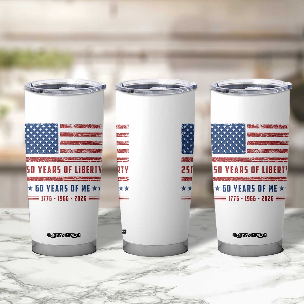 Patriotic 60th Birthday USA 250th Anniversary Tumbler Cup 250 Years of Liberty 1966 60 Year Old Gift