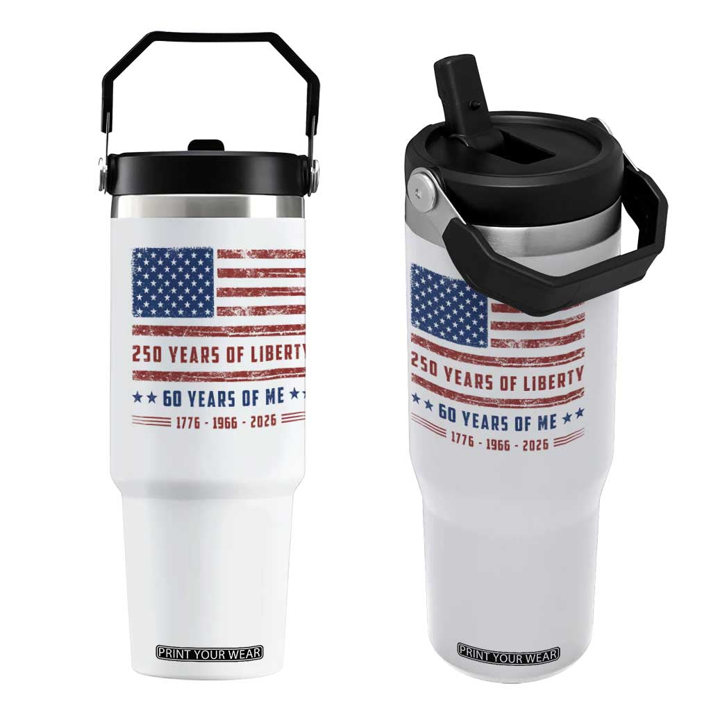 Patriotic 60th Birthday USA 250th Anniversary Flip Straw Tumbler 250 Years of Liberty 1966 60 Year Old Gift