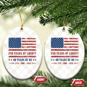 Patriotic 40th Birthday USA 250th Anniversary Ceramic Ornament 250 Years of Liberty 1986 40 Year Old Gift